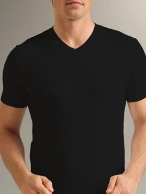 T-SHIRT UOMO  M/M a "V" 2128/53 NERO 100% cotone