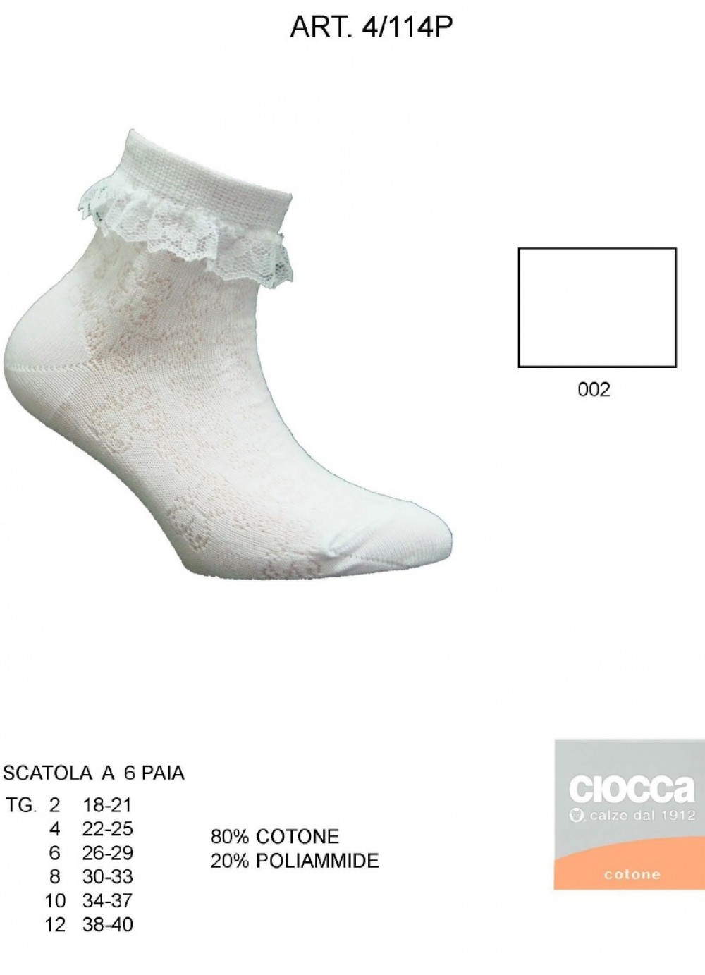 CALZINO B.PIZZO 4/114P co80pa20