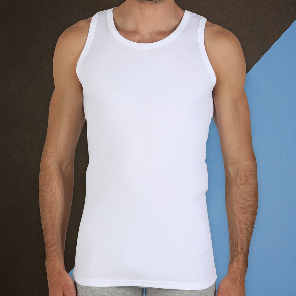 CANOTTIERA SPALLA LARGA UOMO 760 FRAGI puro cotone - immagine 3