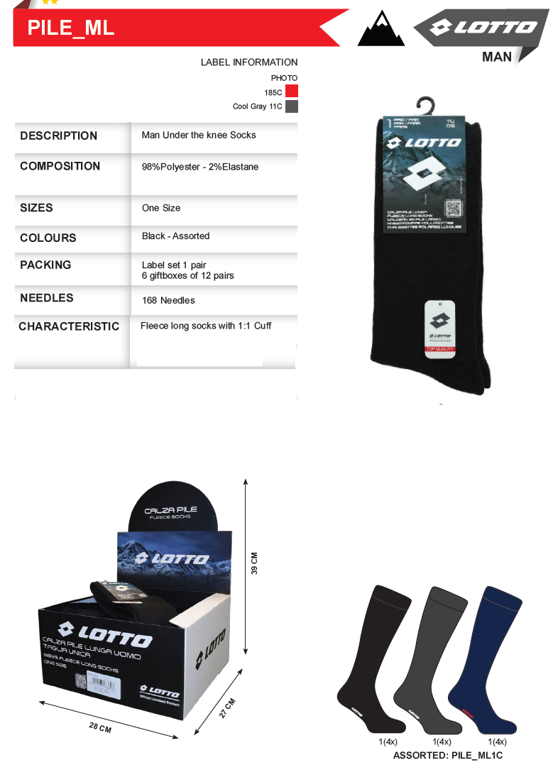 CALZA U. PILE ML LOTTO 98pl2ea