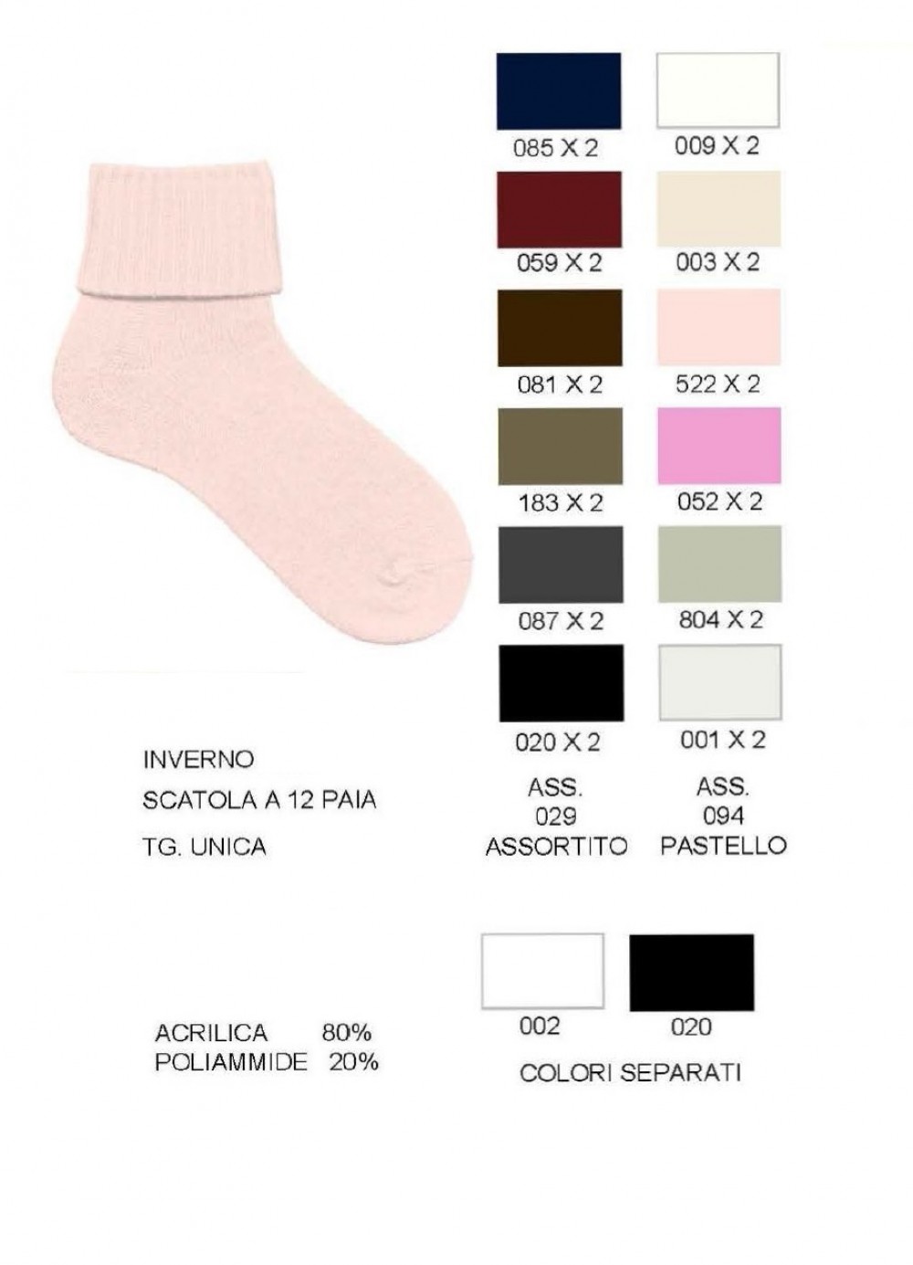 CALZE D.502/1 ciocca pc80pa20